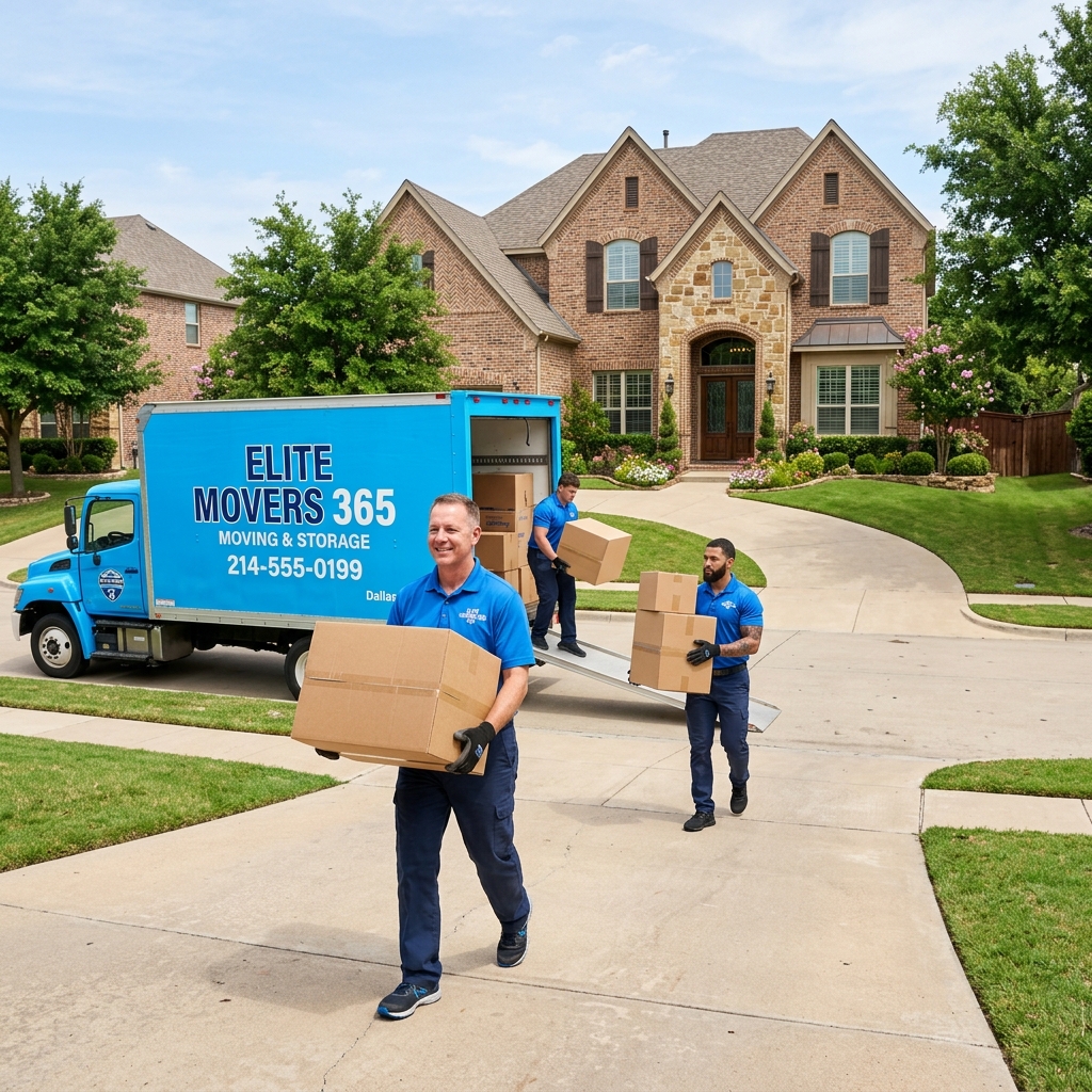 Team unloading at a house